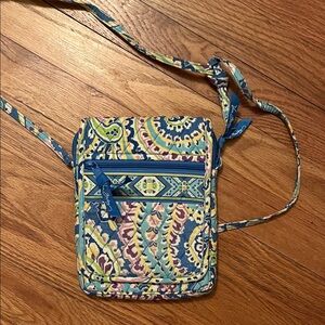 Vera Bradley Blue and Yellow Patterned Crossbody Bag